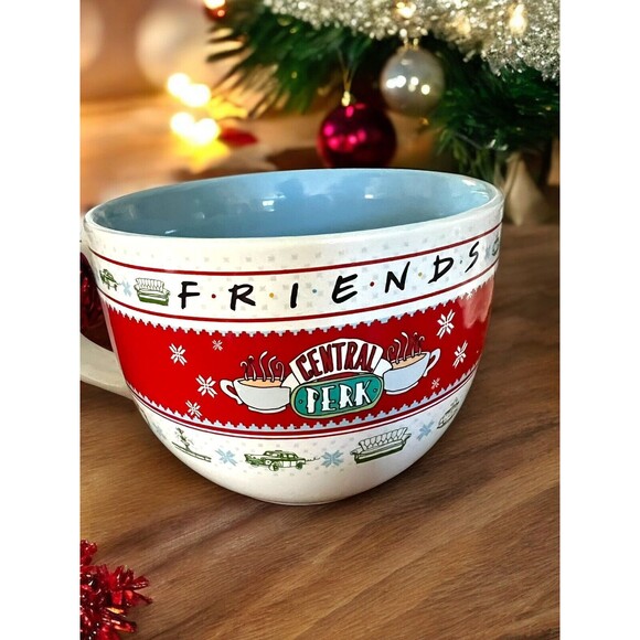 FRIENDS TV Series Central Perk Large 24oz Christmas Coffee Cup Holiday Soup Mug - Picture 3 of 7